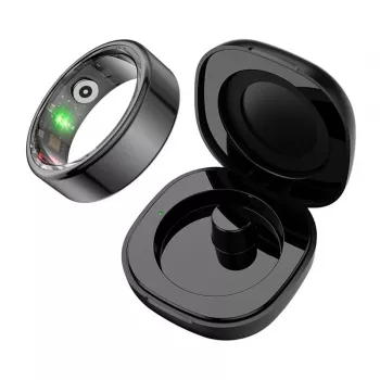 COLMI R02 älysormus koko 12 21,3 mm musta latauskotelolla