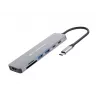 CONCEPTRONIC 573812 7-in-1 USB-C-telakointiasema, HDMI, USB-C, 2x USB-A, 25 cm:n kaapeli, harmaa