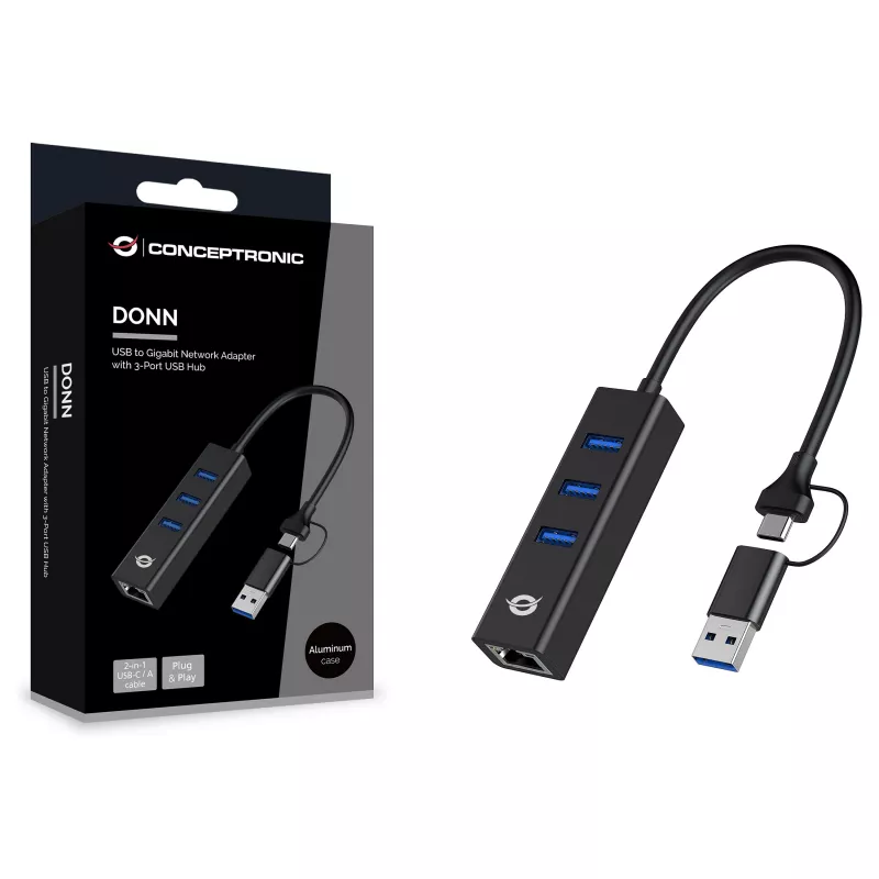 Conceptronic DONN07BA - keskitin - 3 x SuperSpeed USB 3.0