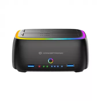 Conceptronic DONN36B 2-paikkainen SATA HDD/SSD-telakka, USB 3.0, 2x USB-A, musta