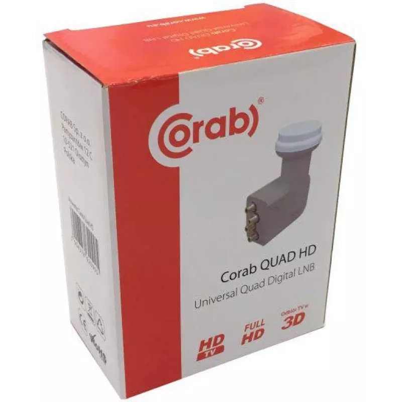 CORAB Universal Quad LNB – 4 lähtöä, 0,1 dB kohinaluku, 40 mm syöttötorvi