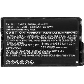 CoreParts MBXDE-BA0184 vara-akku Dell Latitude 12 7202 / 7202 Rugged Tablet - 7,6V 3400mAh 25,84Wh Li-Ion 2-kennoinen musta