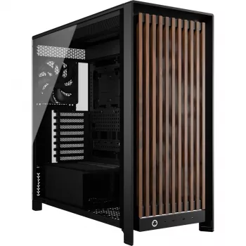 Corsair FRAME 5000D WOOD RS Mid-Tower PC-kotelo, musta/pähkinä, E-ATX, ATX, Micro-ATX, Mini-ITX, teräs/karkaistu lasi/muovi/pähkinäpuu, pelaaminen