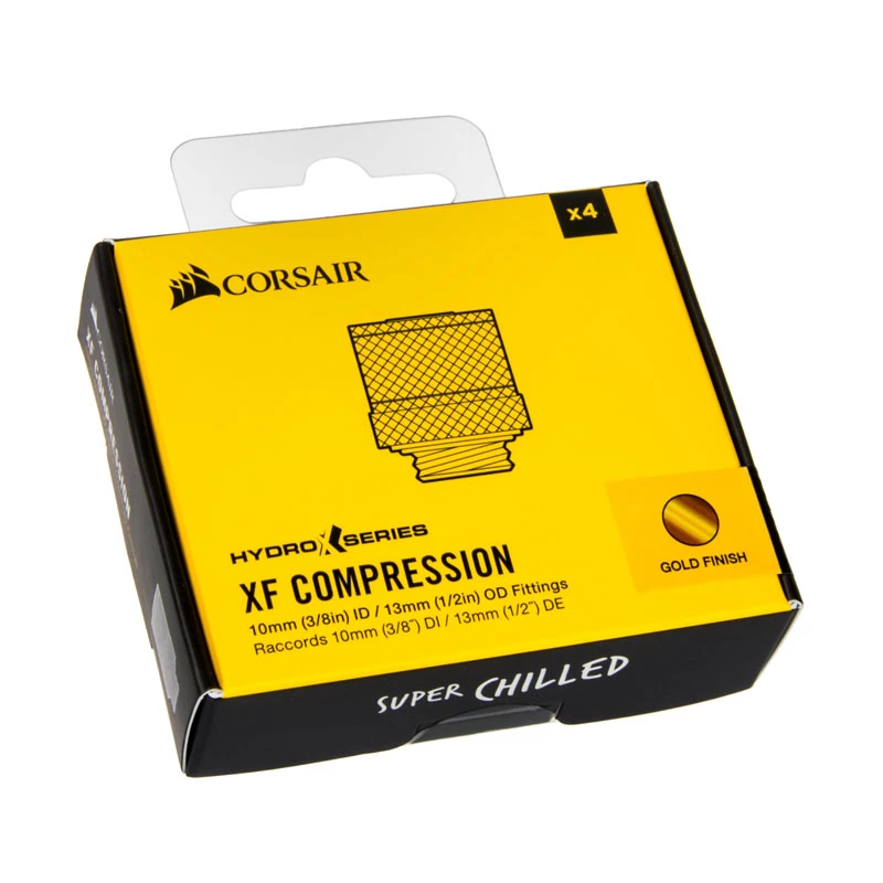 Corsair Hydro X Series XF Compression G1/4 13/10 -liittimet neljän pakkaus - kulta
