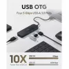 Cudy UH40A PortMate USB-A - 4-porttinen USB 3.0 -keskitin 5 Gbps vain data muovi kompakti musta