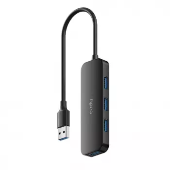 Cudy UH40A PortMate USB-A - 4-porttinen USB 3.0 -keskitin 5 Gbps vain data muovi kompakti musta