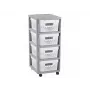 Curver Infinity kirjahylly pyörillä 4x11L reikäkuvio harmaa/valkoinen