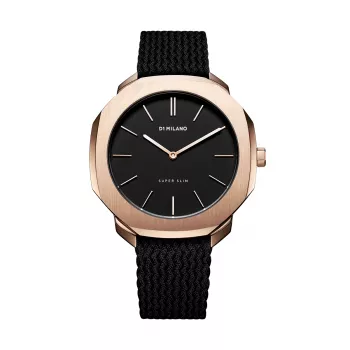 D1 Milano SSPL02 unisex-rannekello 36mm ruostumaton teräs musta kellotaulu