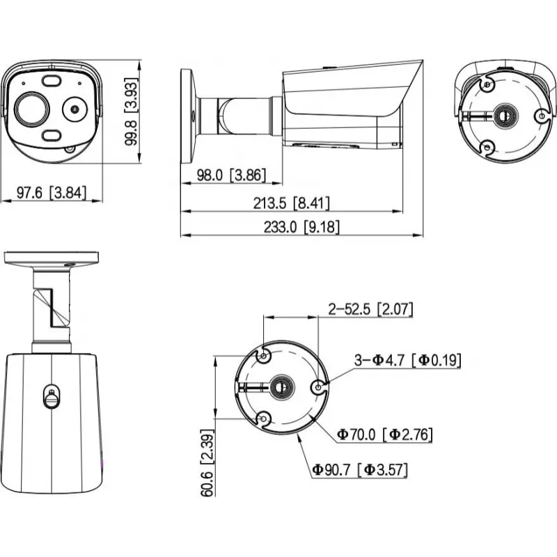 DAHUA TPC-BF1241-LB3F4-DW-S8-V1 4MP terminen hybridi-bullet-IP-kamera