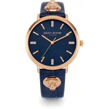 Daisy Dixon naisten kello DD164URG kvartsianalogi 38 mm rosekullanvärinen kotelo harmaa nahkaranneke