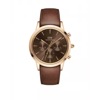 Daniel Wellington Classic 42 mm miesten kello DW00100640 - rosekullanvärinen kuori, musta kellotaulu, musta nahkaranneke
