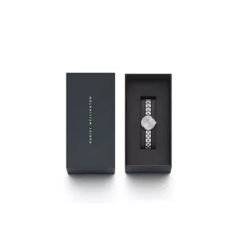 Daniel Wellington Quadro Mini Pressed Sheffield naisten kello DW00100719 - 22 mm ruusukultainen ruostumaton teräskotelo, kermanvalkoinen kellotaulu, musta italialainen nahkaranneke