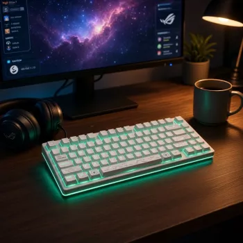 Dark Project ALU81A Terra Nova White mekaaninen näppäimistö, G3MS Moonstone Switch, US ANSI