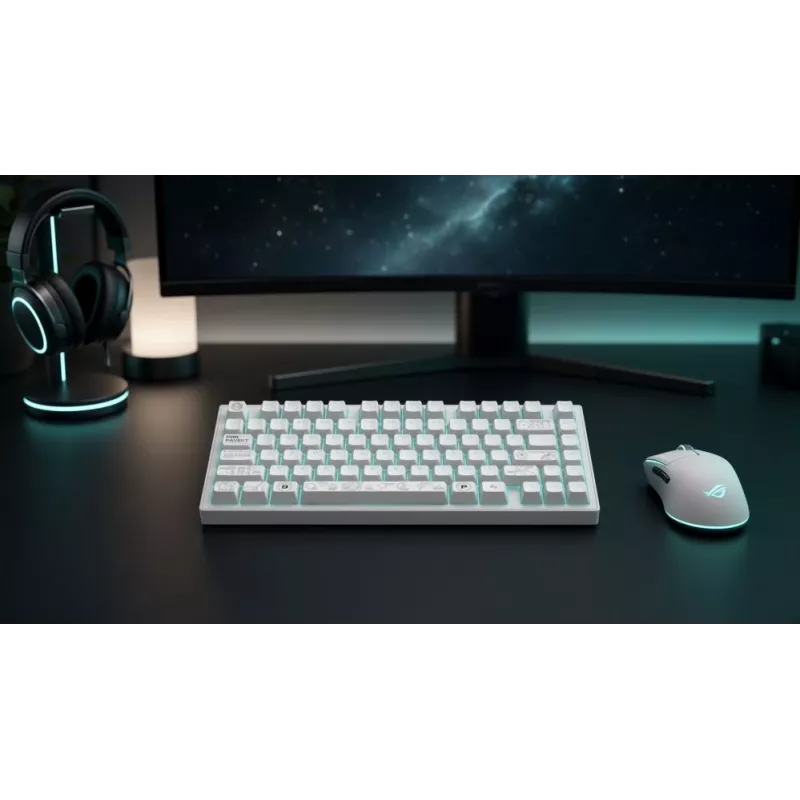 Dark Project ALU81A Terra Nova White mekaaninen näppäimistö, G3MS Moonstone Switch, US ANSI