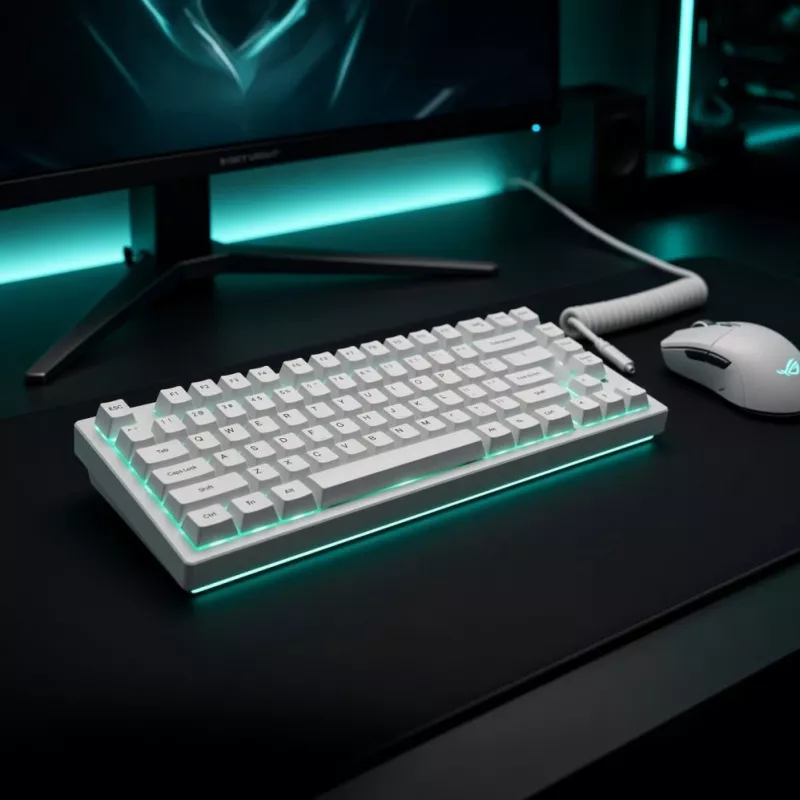 Dark Project ALU81A Terra Nova White mekaaninen näppäimistö, G3MS Moonstone Switch, US ANSI