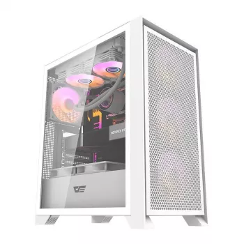 Darkflash DRX70 MESH valkoinen Mid-Tower-tietokonekotelo 4 RGB-tuulettimella