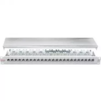 Dätwyler unilan CSA 24/8 Cat.6A suojattu 24-porttinen 1U patch-paneeli, vaaleanharmaa RAL 7035 417980