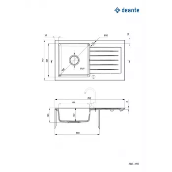 DEANTE 1-altainen graniittikomposiittinen keittiöallas kuivauskaivolla - grafiitti