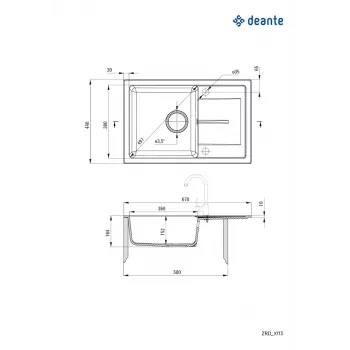 DEANTE 1-altaan graniittinen pesuallas kuivauskaivolla - grafiitti