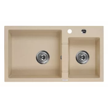 DEANTE 2-altaan graniittikomposiitti keittiöallas kuivauskaiteella - beige