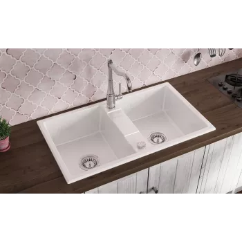DEANTE 2-altaan graniittinen pesuallas musta 780x435 mm upotettava