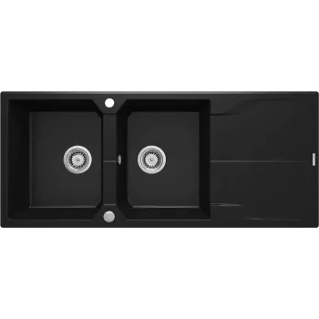 DEANTE 2-altainen graniittinen pesuallas kuivauskaivolla - Onyx Black