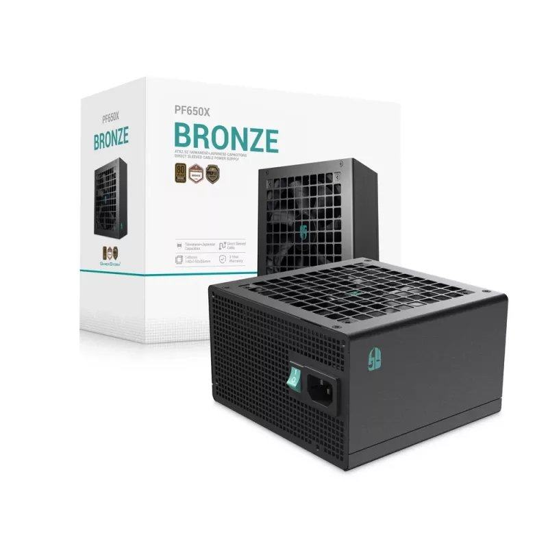 Deepcool PF650X 650W 80 PLUS Bronze -virtalähde, musta