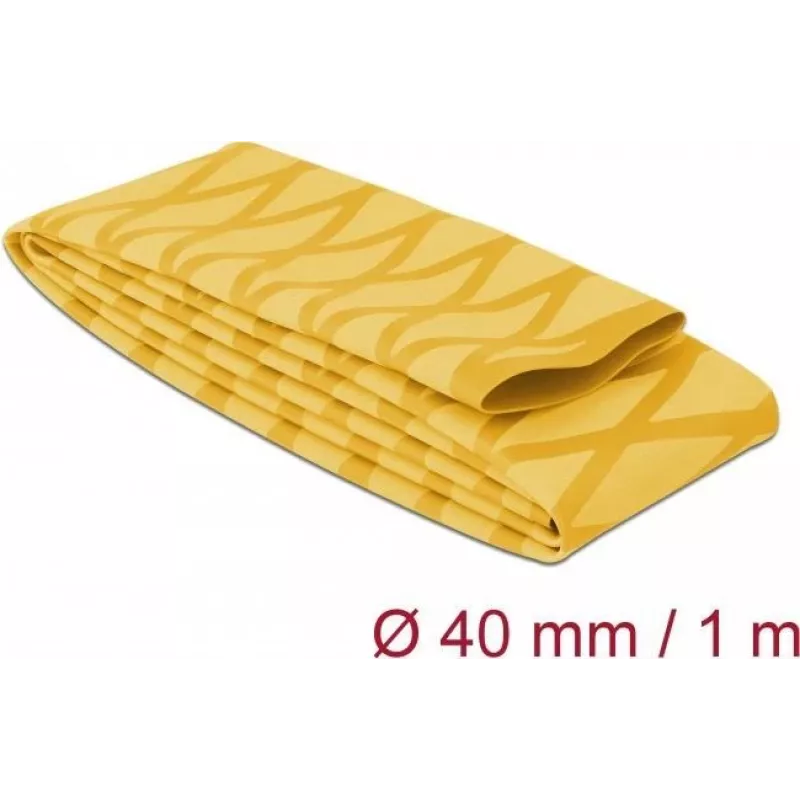 Delock 19605 lämpökutistussukka, X-kuvio liukumaton, 1 m x 40 mm, keltainen