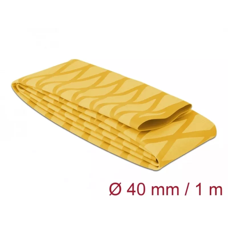 Delock 19605 lämpökutistussukka, X-kuvio liukumaton, 1 m x 40 mm, keltainen