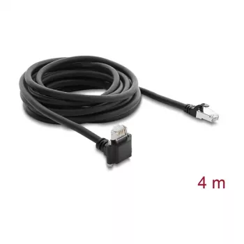 Delock 4 m GigE-kamerakaapeli Cat.6 S/FTP RJ45 90° kulma screw-lock - RJ45 suora - musta