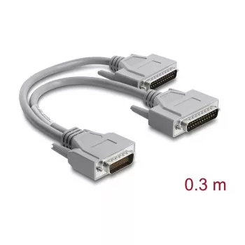 Delock adapteri Y-kaapeli sarja RS-232 LFH D-Sub HD 60-napainen uros 2x D-Sub 25-napainen uros 0.3m harmaa