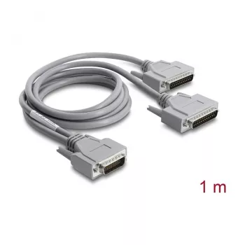 Delock adapteri Y-kaapeli sarjaportti RS-232 LFH D-Sub HD 60-pin uros 2x D-Sub 25-pin uros, 1 m, harmaa