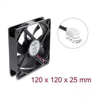 Delock aksiaalituuletin 48 V DC 120 x 120 x 25 mm 2-pin-liitin musta