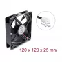Delock aksiaalituuletin 48 V DC 120 x 120 x 25 mm 2-pin-liitin musta