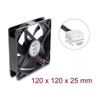 Delock aksiaalituuletin 48 V DC, 120 x 120 x 25 mm, 4-pin PWM, musta