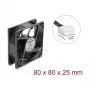 Delock aksiaalituuletin 48 V DC, 80 x 80 x 25 mm, 4-napainen PWM-liitäntä, musta