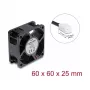 Delock aksiaalituuletin 48V DC 60x60x25mm 2-pin-liittimellä musta