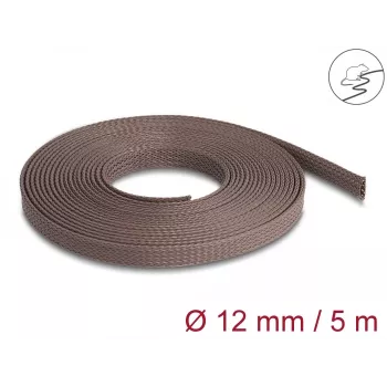 Delock kaapelinhallintaputki, 12 mm, punottu, jyrsijänkestävä, venyvä, 5 m, ruskea