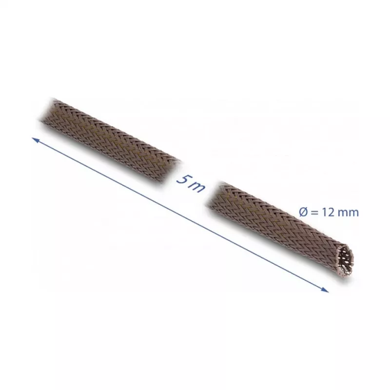 Delock kaapelinhallintaputki, 12 mm, punottu, jyrsijänkestävä, venyvä, 5 m, ruskea