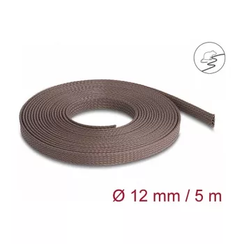 Delock kaapelinhallintaputki, 12 mm, punottu, jyrsijänkestävä, venyvä, 5 m, ruskea