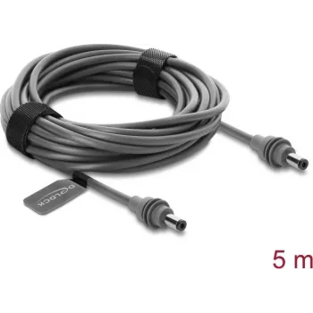Delock DC 5,5 x 2,1 mm - DC 5,5 x 2,1 mm -kaapeli Starlink Mini -yhteensopiva, 5 m harmaa (91825)