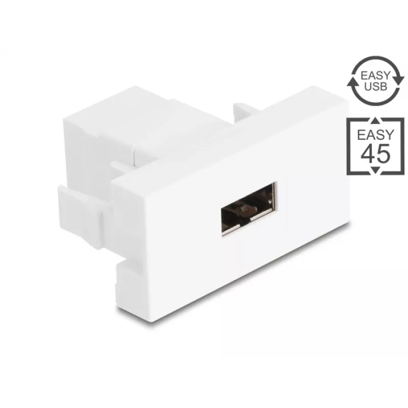 Delock Easy 45 -moduuli EASY-USB 2.0 Type-A naaras - EASY-USB Type-A naaras valkoinen 90866