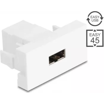 Delock Easy 45 -moduuli EASY-USB 2.0 Type-A naaras - EASY-USB Type-A naaras valkoinen 90866