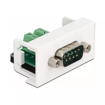 Delock Easy 45 snap-in-moduuli D-Sub 9-napainen uros 10-napaiseen riviliittimeen, valkoinen RAL 9003 81351