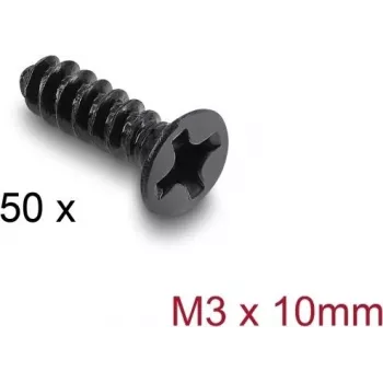 Delock tuulettimen ruuvisarja M3 x 10 mm, 50 kpl, musta 60986
