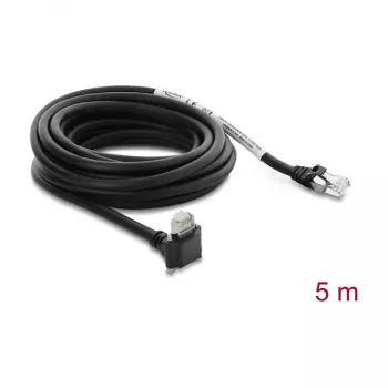 Delock GigE-kamerakaapeli RJ45-pistoke 90° kulma ruuveilla, pistokepituus 28 mm - RJ45-pistoke Cat.6 S/FTP 5 m musta