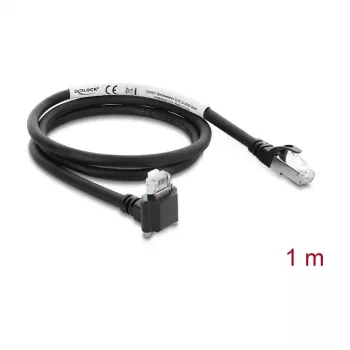 Delock GigE-kamerakaapeli RJ45-pistoke 90° kulma ruuveilla, 28 mm pistokepituus - RJ45-pistoke Cat.6 S/FTP 1 m musta