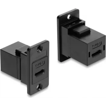 Delock paneeliasennus USB 2.0 Type-C naaras-naaras kaapeli, musta, 0,3 m, 480 Mbps, kaksinkertaisesti suojattu 91926