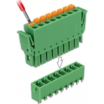 Delock PCB-liitintarvikesarja 8-napainen 3,81 mm jako pystysuora vihreä (10 kpl) 65974