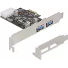 Delock PCI Express x1 -kortti 2 x USB 3.2 Gen 1 Type-A, matalaprofiili
